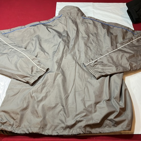 PONY GRAY zip Windbreaker jacket Drawstring hem Pockets blue white pony logo 2XL - Picture 14 of 16